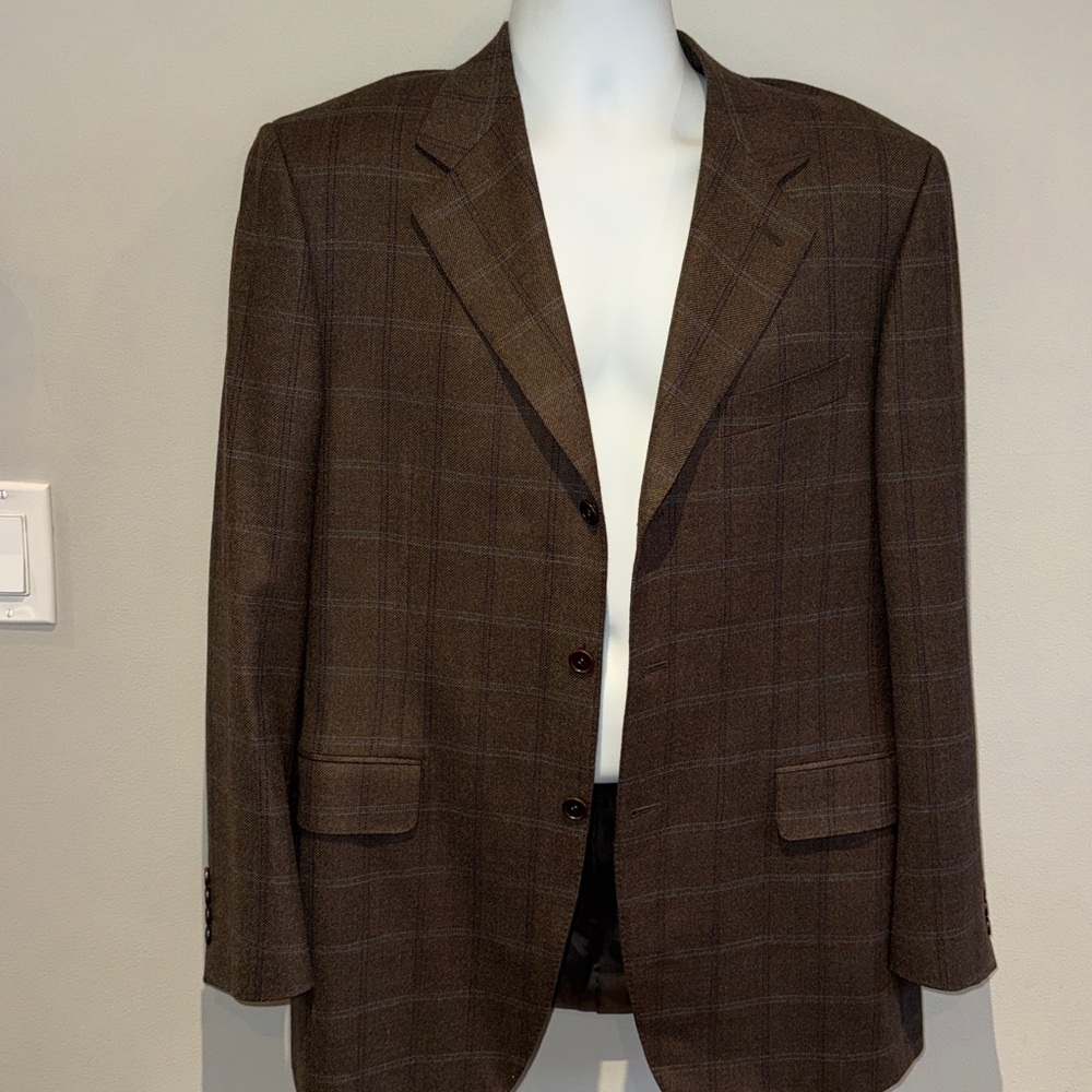 Canali Dark Brown Plaid Blazer